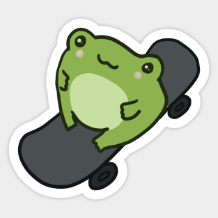 Cute Frog on Skateboard, Kawaii Cottagecore Aesthetic Frog, Skating Lover Sticker